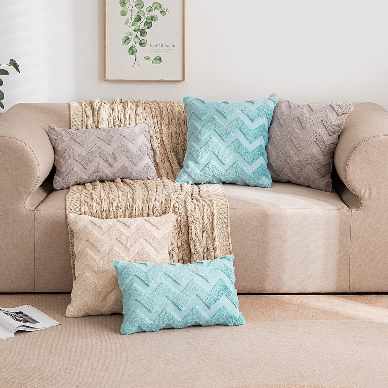 MIULEE Cushion Cover Wool Faux Fur Throw Pillow Case Wavy