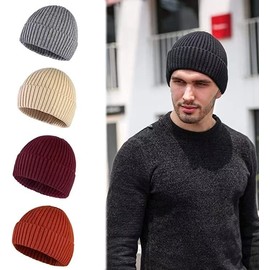 WEKNOWU Unisex Retro Beanie Cap Winter Knit Hats Soft Stretch Daily Beanie for Women Mens Black