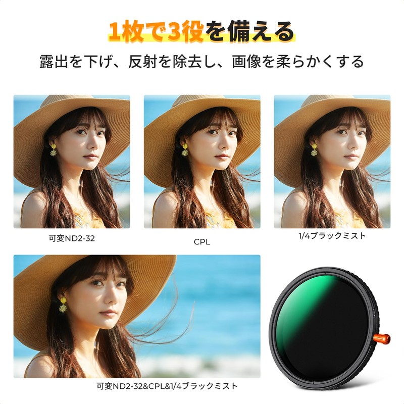 K&F Concept 72mm ND2-32 & CPL & 1/4 Black Mist