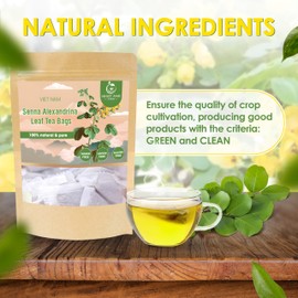NHAT ANH FARM - Premium Senna Leaf Tea Bags, 40 Senna Leaf Tea Bags, 100% Natural Dried Senna Leaf, Naturally Sweet Herbal Tea, Sugar-Free, Caffeine-Free, No Additives.