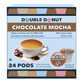 Double Donut Coffee Chocolate Mocha Coffee Pods, Single Serve Mocha for Keurig K Cup Brewers, Rich, Creamy Pods for Chocolate Lovers, 24 Count