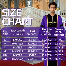 Priest Costume Adult Church Christian Cross Robe Men Women Pastor Father Outfit (Purple, Medium)