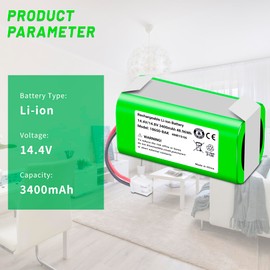 R75 Robot Vacuum Cleaner Battery RVBAT850 for Shark Ion Robot R75 R85 R761 RV761 RV850 RV1000S RV1000VL RV1001AE UR1000SR RV700_N RV720_N Vacuum Battery (2-Prong Connector,NOT for 3-Prong Connector)