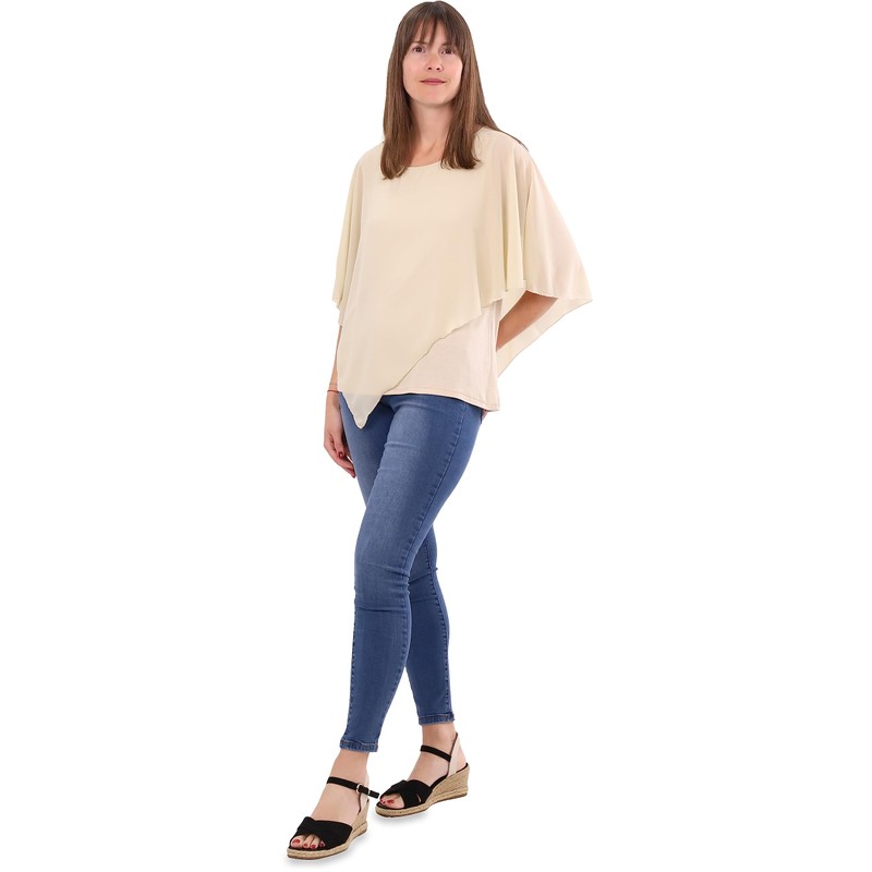 Malito Women's Chiffon Blouse - Concealing Bat Shirt - Asymmetric