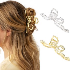 Fashey Bow Hair Clips Gold Metal Claw Clip Large Hair Claw Clips Hair Accessories for Women