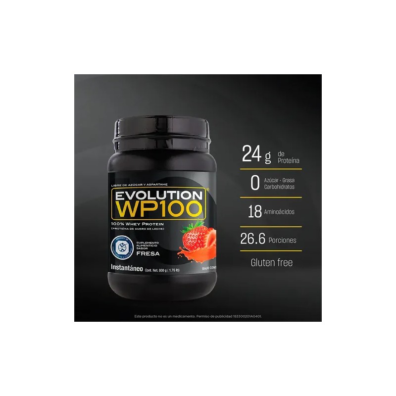 Evolution Proteina Suero De Leche (whey) Wp100 800 G Fresa