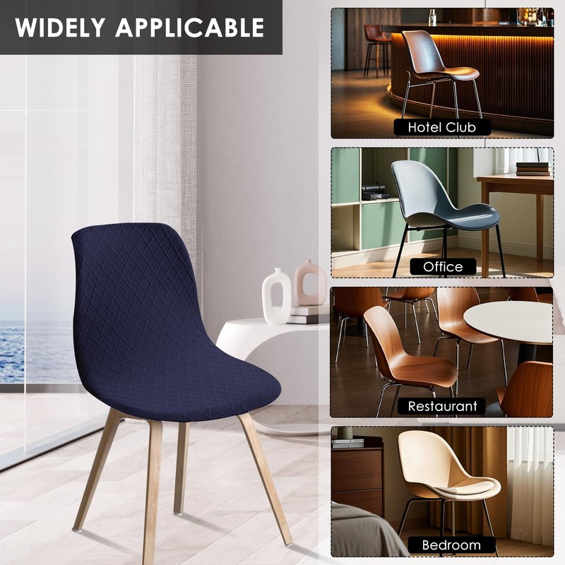 4PCS Dining Room Chair Covers, Minimalist Shell Chair Slipcovers, Elastic