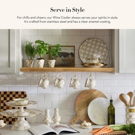 MACKENZIE-CHILDS Wine Cooler, Champagne and Wine Bucket, Ice Bucket, Brown-and-White Mocha Check