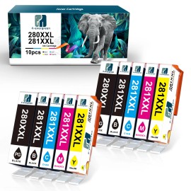 4-evergreen 10 pk PGI-280 XXL CLI-281 XXL Ink for Canon PIXMA TS6120 TS6220 TS8120 TR7520