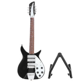 Mini Guitar 1:6 Scale Beech Materials 18cm/7.1in Length Paint Treatment Doll House Instruments Toy for Music Lover