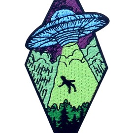 Beam Me Up X-file UFO Alien Patch Embroidered Applique Iron On Sew On Emblem