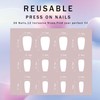 Press on Nails Short Coffin Fake Nails with Glitter French