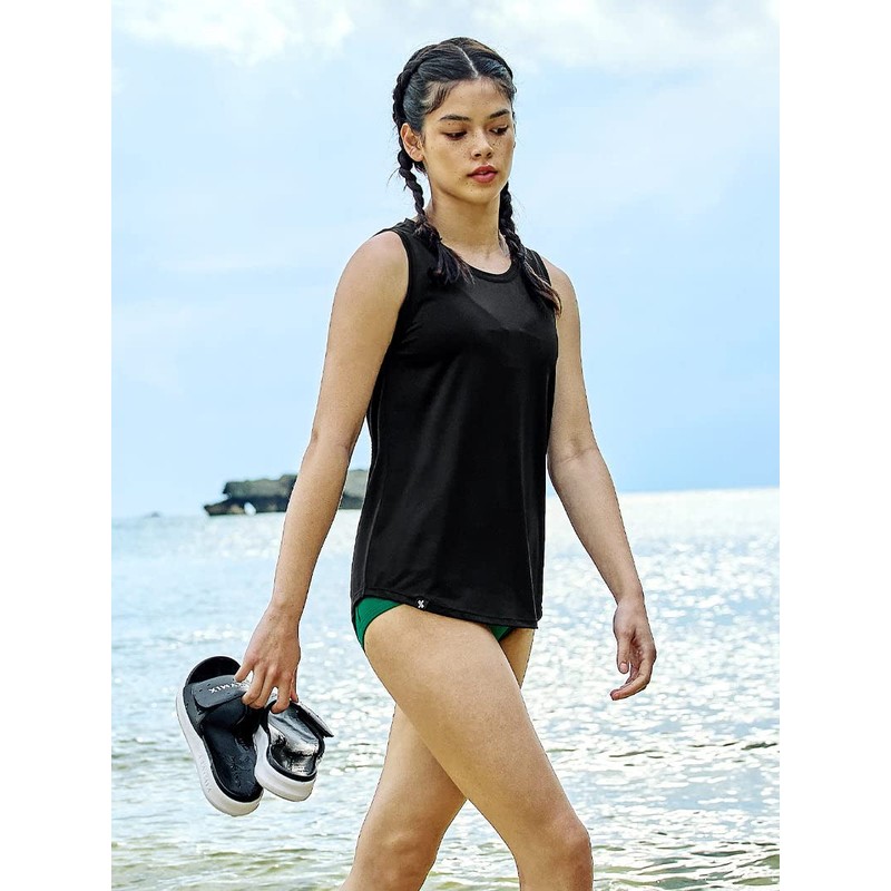 XEXYMIX XA5462H Women's Swimwear Tops Rash Guard Sleeveless Tops, Black