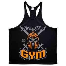 Ironville Gym Spartan Weightlifting Stringer Tank Top (US, Alpha, XX-Large, Regular, Regular, Black)