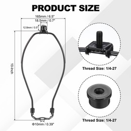 YOKIVE 10 Inch Lamp Harp, Detachable Lamp Shade Holder with 3/8 Standard Saddle and Lamp Shade Finial Heavy Duty Lamp Shade Bracket for Table Lamp Floor Standing Lamps, Black