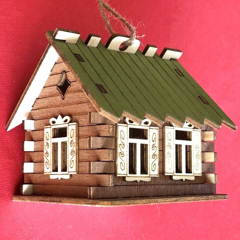 Cabin Rustic Wood House Ornament • Cabin Woods Forest Ski