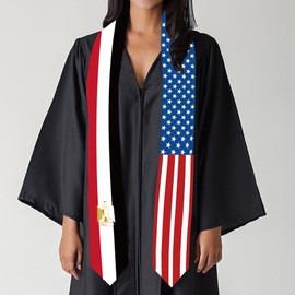2025 Egypt Flag and USA Flag Graduation Stole Graduation Sash Class of 2025 Graduation Scarf for International Student (Baccalaureate Gown and Hat Not Included)