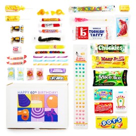 Woodstock Candy 60th Birthday Gift Box of Retro Nostalgic Candy for a 60 Year Old Man or Woman Jr.