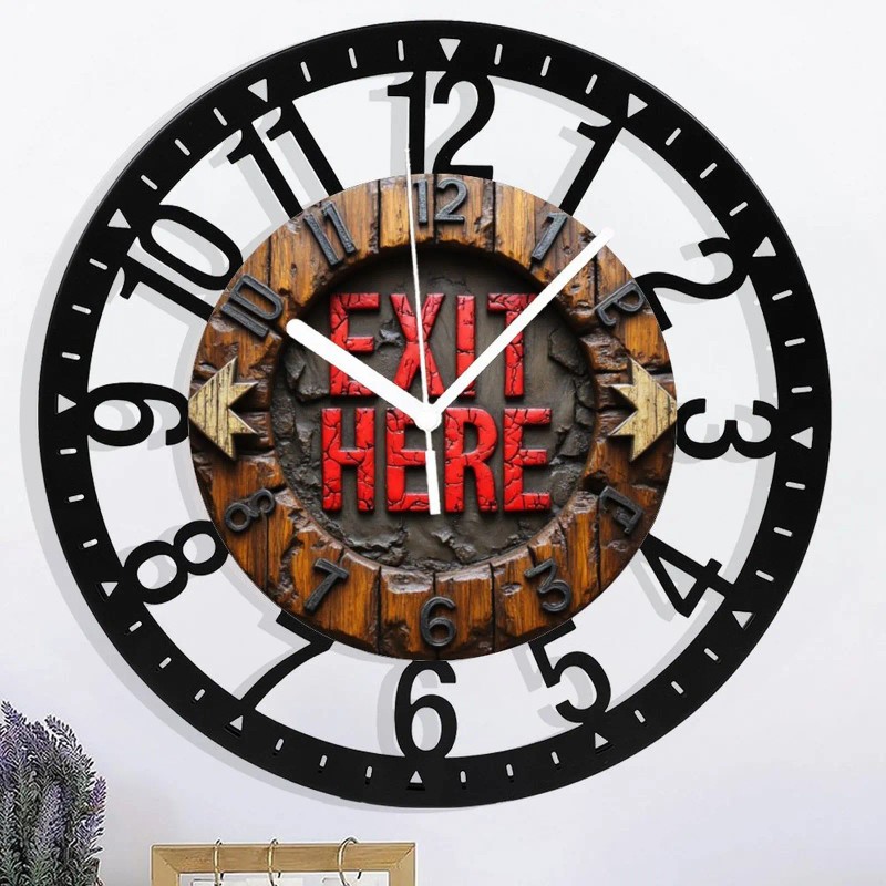 25cm Iron Wall Clock with a Slate or Stone Center