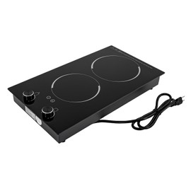 JAYGOVAN 2100W 2-Burner Electric Induction Cooktop Stove Stainless Steel Countertop Burner with Safety Lock Portable Electric Cast Iron Hot Plates for Frying Pans with A Diameter of 6.69-7.87 Inches