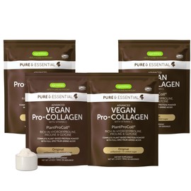 Igennus Vegan Collagen Peptide Powder, Enhanced with Glycine, Proline & Hydroxyproline & Cofactor Vitamin C, Non GMO, Complete Vegetarian Plant Based Collagen Powder Booster, 4 x 35 Servings