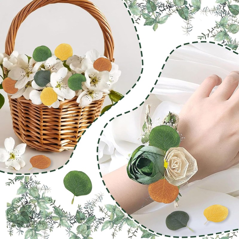 ParPix Pack of 100 Colourful Artificial Eucalyptus Leaves Confetti, Large