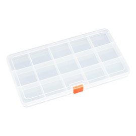 Pill Box Small Snack Box with Compartments, Clear Jewelry Box Earring Screw, Plastic Organiser Box Storage with Compartments 15 Grids Bead Box Craft, Food Grade Plastic Compartment Box for Snack Pills