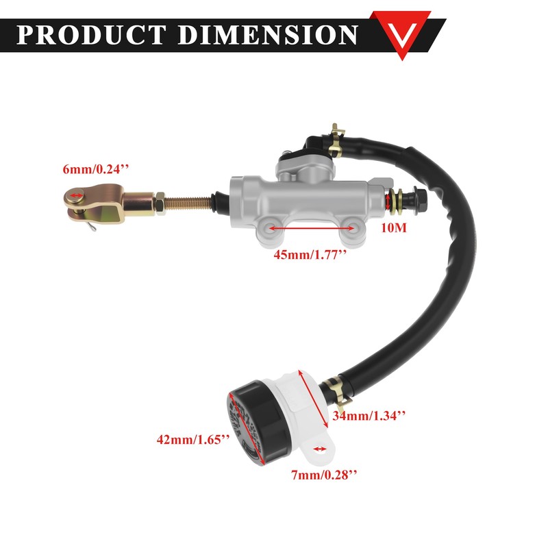 PRO BAT Rear Foot Brake Master Cylinder Pump with Reservoir