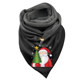 TYTUOO Women'S Retro Bohemian Scarf Headscarf Triangle Scarf Winter Warm Christmas Printed Scarf Stretchy Scarves (Dark Gray, One Size)