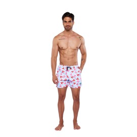 Alfani Traje de Baño para Hombre Short de Nadar Corto Secado Rápido con Bolsas Laterales y Trasera TB2401-Pelicano Azul M