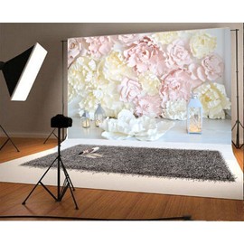 YongFoto 7x5ft 3D Flower Backdrop Floral Trendy Abstract DIY Background Backdrops for Photography Party Wedding Lovers Birthday Kids Photo Shoots Personal Portrait Vinyl Photo Background Studio Props