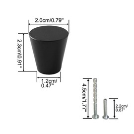 Mokife Cabinet Knobs, Black, Modern, Pack of 6 Metal Drawer Handles, Round Cabinet Knobs, Small Furniture Door Knobs for Chest of Drawers, Cupboards, Kitchen Cabinets, 20 x 23 mm