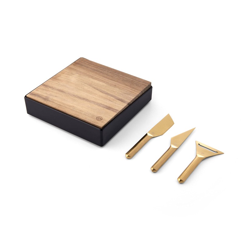 RBT Cheese Knife Set, 4 Different Cutting Surfaces, Black