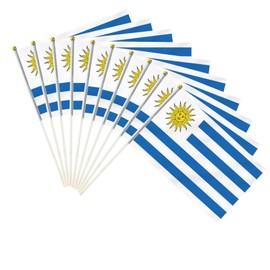 10 PCS Uruguay Handheld Flag,8.5×5.5 Inch uruguayan Flags Hand Held Banner For Indoor Outdoor Parade