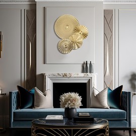 Hoement 8 Pcs Irregular Disc Wall Gold House Vintage Home Decor Disc Wedding Wall Decals Wrought Iron Wall Decoration