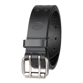 Dickies Men's Leather Double Prong Belt, Black, 34 (Waist: 32)