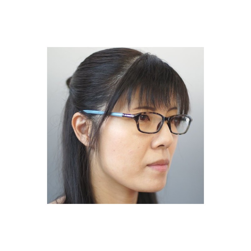 ハックベリー シニアグラス おしゃれな老眼鏡 度数+2.00 ツルがブルー フレームがブラウン系にアクセントが効いたお洒落 老眼鏡 P022S-2