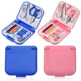 2 Pack Mini Travel Sewing Kit Portable Emergency Sewing Kit Travel Small with Needles, Threads, Scissors, Buttons for Women, Travelers, Beginners