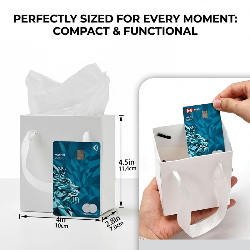 Aosric White Gift Bags with Tissue Paper, 6 Pack, 4x2.8x4.5