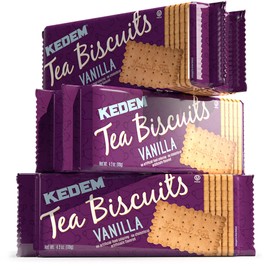 Kedem, Vanilla Tea Biscuits, 4.2oz Bag (Pack of 6) Thin & Crisp Vanilla Tea Biscuits, Great Dunking Cookie