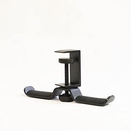 Headphone Stand Hanger Under Desk,360 Degree Rotating PC Gaming Headset Holder Aluminum Clamp Hook, Universal (Black Double)
