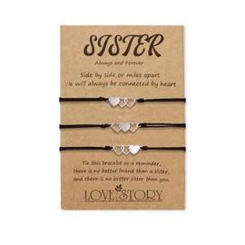 BOCHOI Sister Bracelet Friendship Matching Heart Bracelets Gift for BFF Best Friend Teen Girls 2/3/4 Pieces Gift for Mother's Day, Stainless Steel