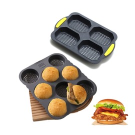 Molde para Pan de Hamburguesa, Molde para Pan de Silicona Antiadherente de 8 Cavidades para Hornear, Molde para Pan de Hamburguesa de -40° a 230° para Hornos, Microondas,
