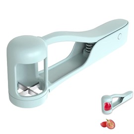 1PCS Grape Cutter,Multi Grape Quarter Cutter Tool,Stainless Steel Blades Quarter Grape Slicer with Light Green Plastic Handle Ideal for Grape Tomato Cherry Strawberry Quarter Grape Slicer