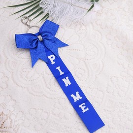 Guqqeuc Pin Me Cheer Ribbon Keychain for Girls Women Cheer Bow Holder for Backpack Bag Glitter Bow Ribbon Keyring for Car Keys Bling Bling Key Ring for Girls Women Cheerleader Gifts