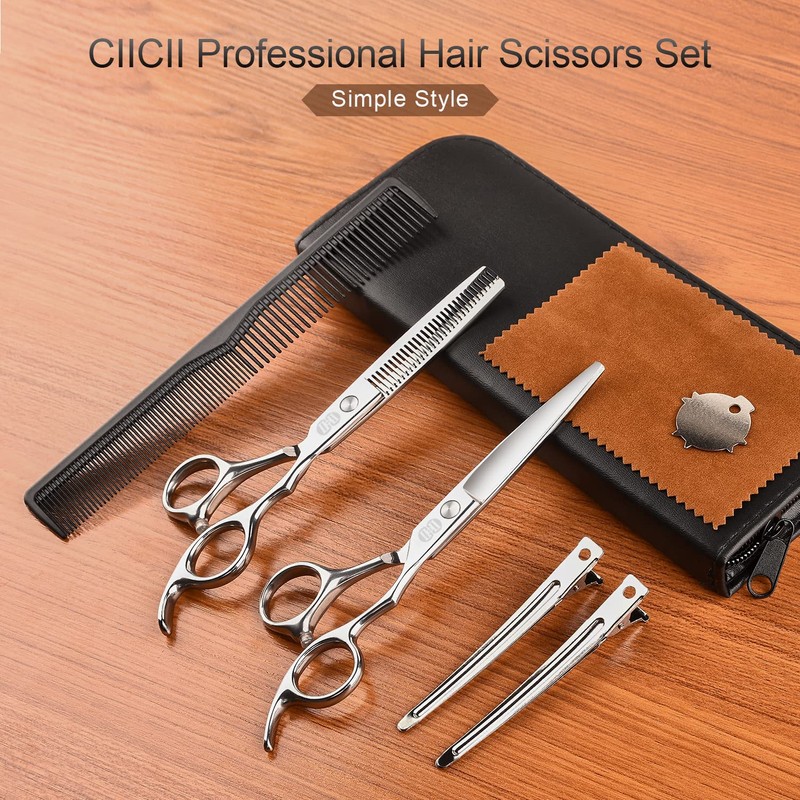 CIICII Hair Cutting Scissors Shears Set, Professional Hairdressing Scissors Kit