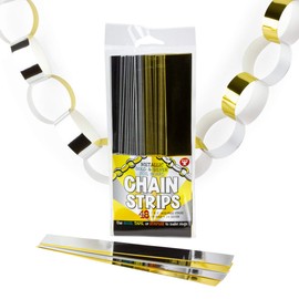 Hygloss Products Super Chain Strips 1" x 8" 48 Metallic Gold & Silver Board, Gold and Silver
