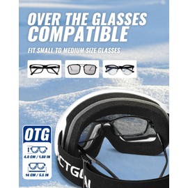 Victgoal Ski Goggles Men Women Snowboard Goggles Anti-Fog OTG Designed Goggles with UV Protection Spherical Glasses for Winter Snow Sports Skiing Snowboarding (White)