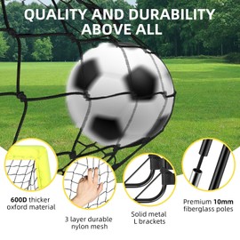 Soccer Goal, Soccer Goals for Backyard, 6x4ft Portable Pop Up Soccer Net Set, Soccer Training Equipment with Soccer Ball, Ladder and Cones(Yellow)