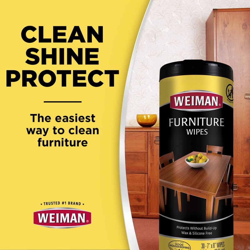 Weiman Wood Cleaner and Polish Wipes - Clean, Polish &